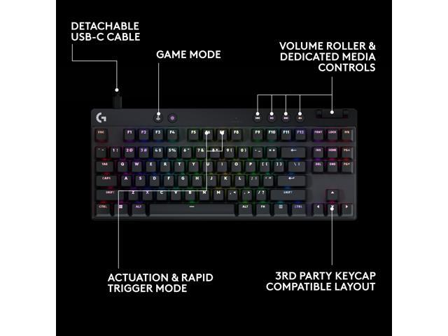Logitech - PRO X TKL RAPID Wired Hall-Effect Gaming Keyboard with Magnetic Analog Switch and Customizable RGB Lighting for PC - Black - image 8