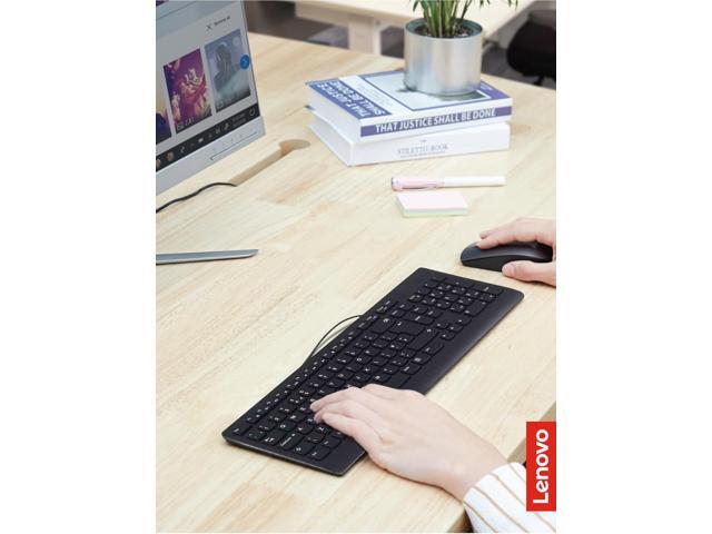 Lenovo 300 USB Keyboard, Wired, Adjustable Tilt, Ergonomic, Windows 7/8/10, GX30M39655, Black