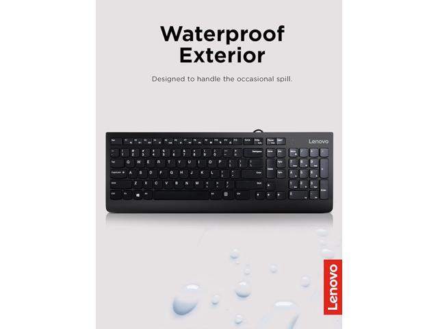 Lenovo 300 USB Keyboard, Wired, Adjustable Tilt, Ergonomic, Windows 7/8/10, GX30M39655, Black