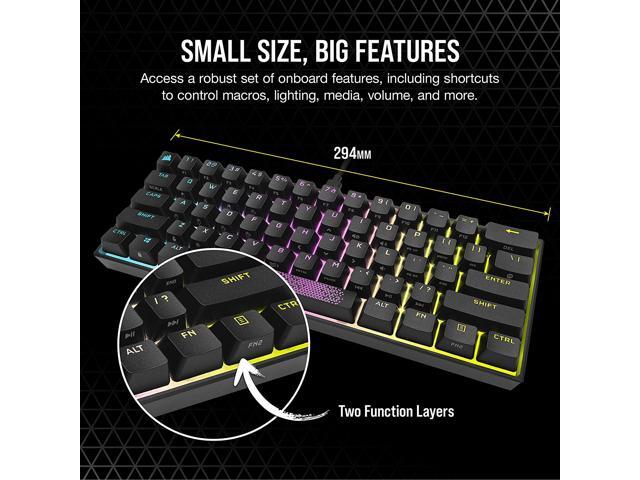 CORSAIR K65 RGB MINI 60% Mechanical Gaming Keyboard - Customizable Per-Key RGB Backlighting - CHERRY MX Red Mechanical Keyswitches - Detachable USB...