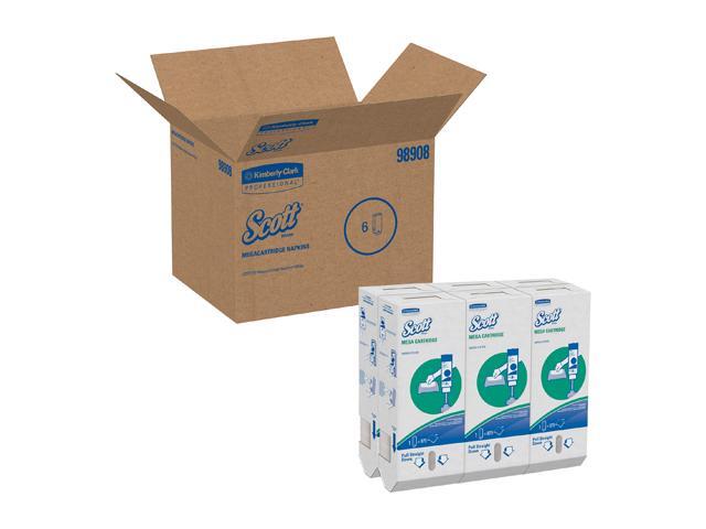 Scott Mega Cartridge Napkin Box (98908), Disposable Paper Napkins, 6 Cartons of 875 Beverage Napkins (5,250 Napkins / Case)