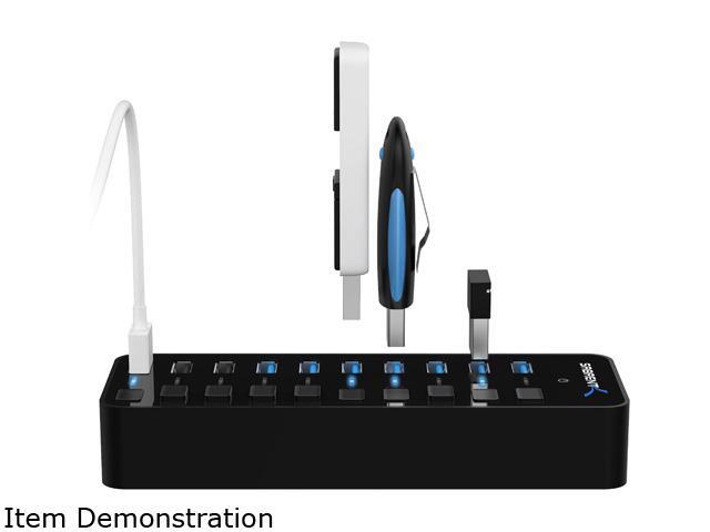 SABRENT 60W 10 Port USB 3.0 Hub Includes 3 Smart Charging Ports with Individual Power Switches and LEDs and 60W 12V/5A Power Adapter (HB-B7C3)