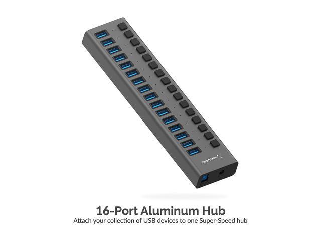 SABRENT 16-PORT USB 3.0 DATA HUB and Charger with individual switches [90 Watts] (HB-PU16)