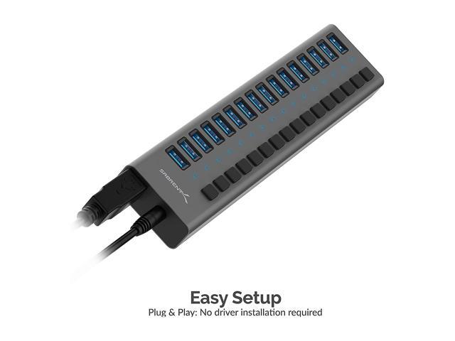 SABRENT 16-PORT USB 3.0 DATA HUB and Charger with individual switches [90 Watts] (HB-PU16)