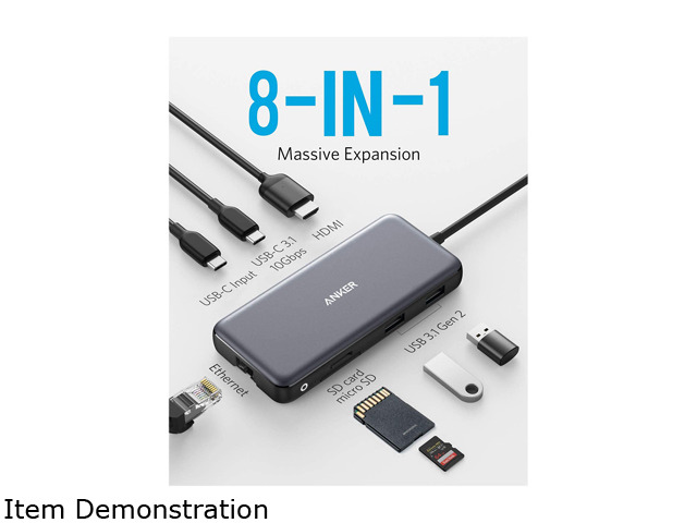 Anker USB C Hub, PowerExpand 8-in-1 USB C Adapter, with 100W Power Delivery, 4K 60Hz HDMI Port, 10 Gbps USB C and 2 USB A Data Ports, Ethernet...