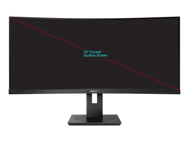 PHILIPS 346B1C UltraWide 34' Curved Monitor, UltraWide QHD 2K, USB-C and Built-in KVM Switch, 119% sRGB, USB-PD 90W, Height Adjustable,...