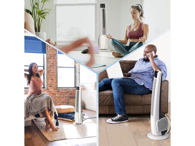 Lasko Oscillating Tower Fan with Remote Control - Tower Fan for Bedroom & Office, 4 Quiet Speeds, 38' White, T38400