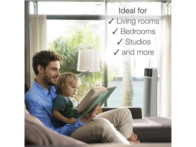 Lasko Oscillating Tower Fan with Remote Control - Tower Fan for Bedroom & Office, 4 Quiet Speeds, 38' White, T38400