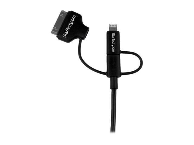 StarTech. com 1m (3 ft) Black Apple 8-pin Lightning or 30-pin Dock Connector or Micro USB to USB Combo Cable for iPhone /
