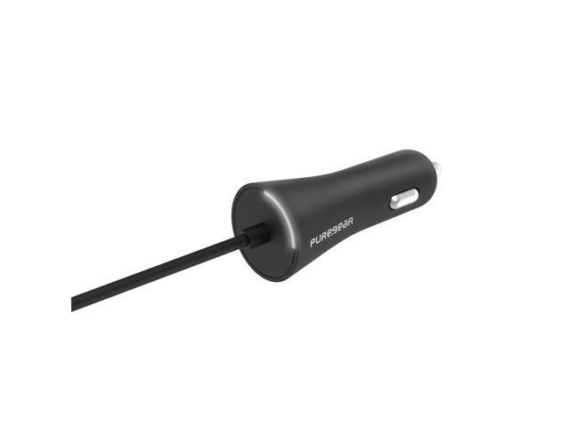 PureGear 12W/2.4A Lightning Corded Car Charger - Black 63067PG