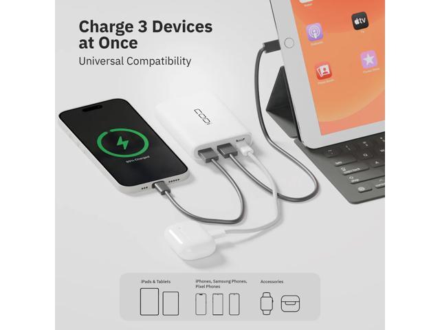 CODi 10,000mAh Quick Charge Power Bank with USB-C, Dual USB-A & Micro-USB Input