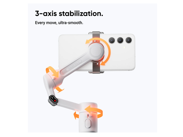 Insta360 - Flow 2 AI Tracker Bundle Gimbal Stabilizer for Smartphones - Summit White - image 7