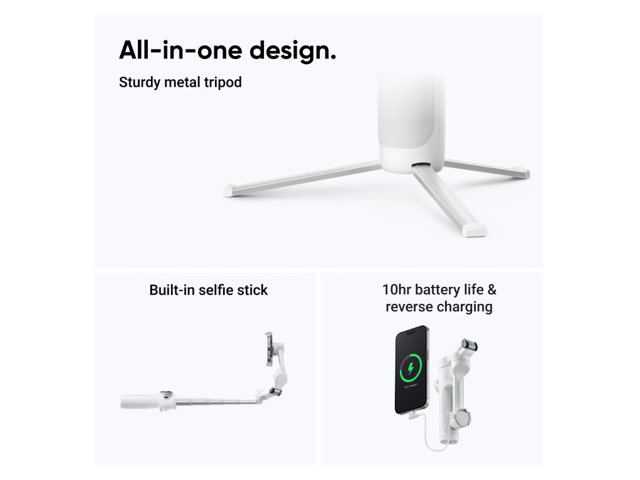 Insta360 - Flow 2 AI Tracker Bundle Gimbal Stabilizer for Smartphones - Summit White - image 10