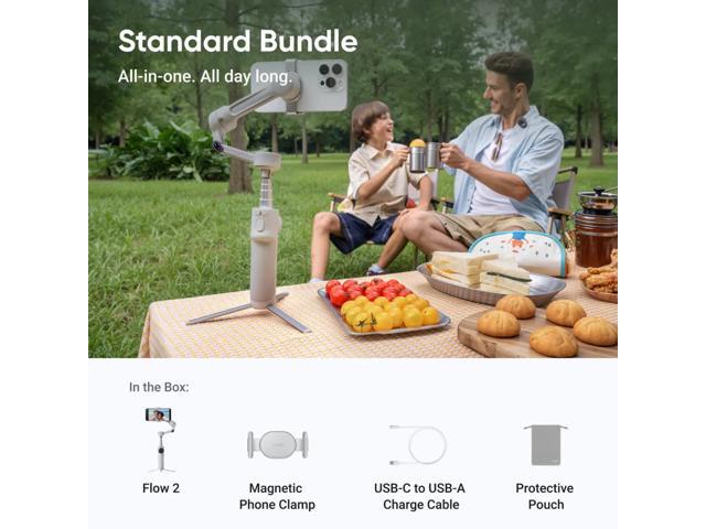 Insta360 - Flow 2 AI Tracker Gimbal Stabilizer for Smartphones - Stone Gray - image 3