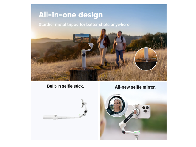 Insta360 - Flow 2 AI Tracker Gimbal Stabilizer for Smartphones - Stone Gray - image 9