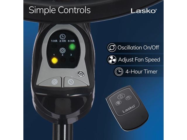 Lasko 18' 3-Speed Oscillating Cyclone Pedestal Fan with Remote and Timer, 1843, Black
