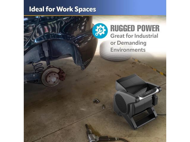 Lasko High Velocity Fan, 15', 375 CFM, Professional Utility Pivoting Blower Fan with 3 Speeds, 2 Accessory Outlets, 120V, Black, Model U15617