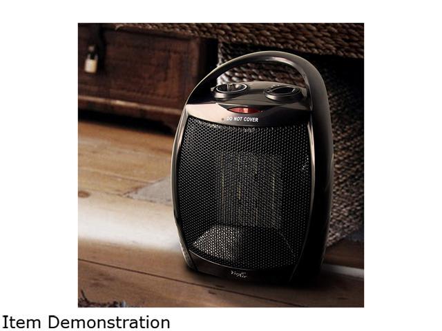 Vie Air 2-Settings Ceramic Heater with Adjustable Thermostat, Black VA-708B