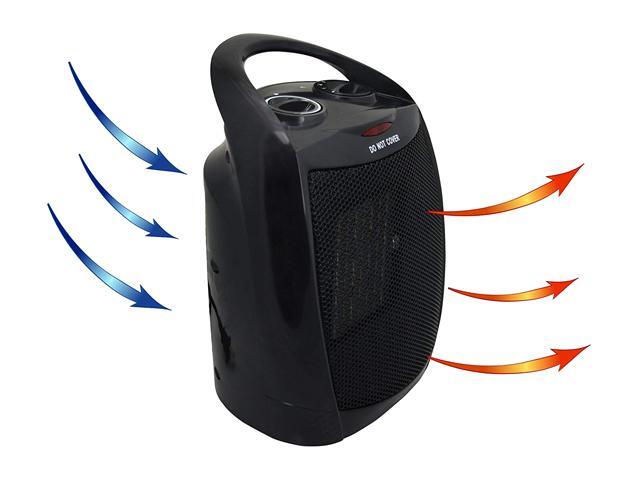 Vie Air 2-Settings Ceramic Heater with Adjustable Thermostat, Black VA-708B