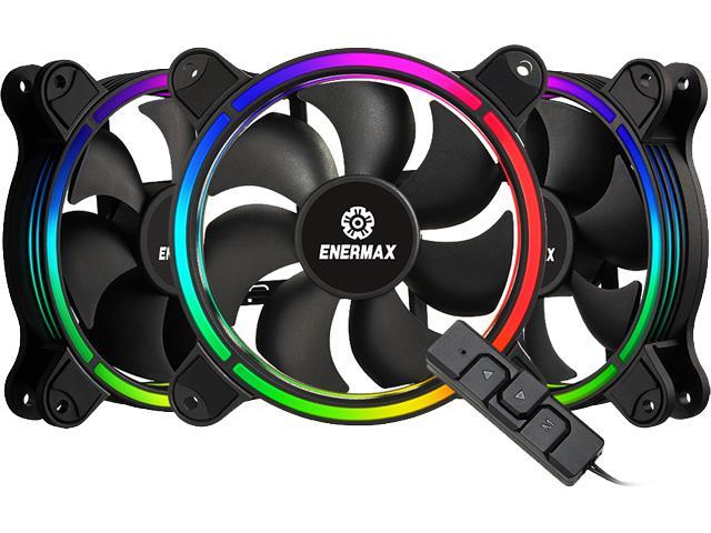 Enermax T.B. RGB AD 4-Ring Addressable RGB sync 120mm Fan Halo-Arc shape, 3 Fans PK, Black, UCTBRGBA12P-BP3