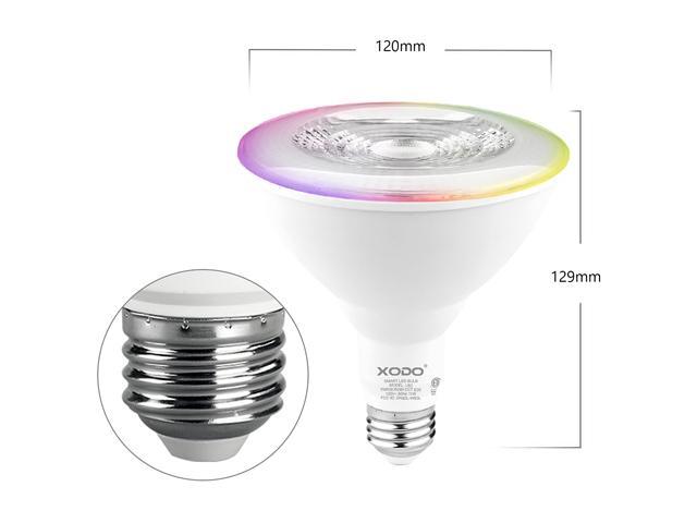 XODO LB2-4PK Smart Wifi PAR38 E26 Dimmable Light Bulb Compatible With Google, Alexa - 11W (75W Equivalent) 900LM RGB+W - LED Multi-Color,...