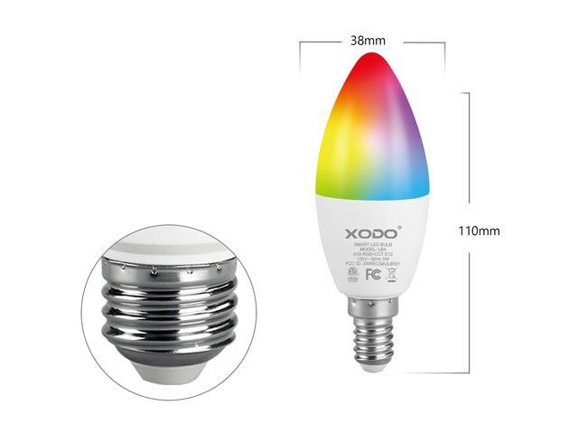 XODO LB4-2PK Smart Wifi B11 E12 Dimmable Ceiling Fan Candle Light Bulb Compatible With Google, Alexa - 5W (30W Equivalent) 350LM RGB+W - LED...