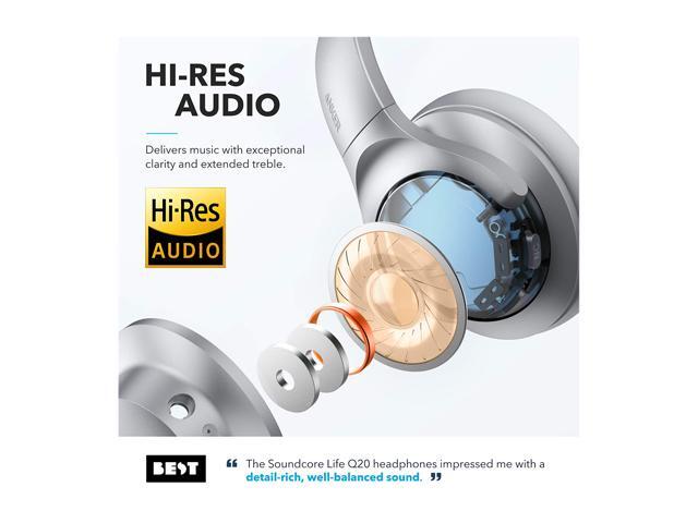 Anker Soundcore Life Q20 Hybrid Active Noise Cancelling Headphones, Wireless Over Ear Bluetooth Headphones with 40H Playtime, Hi-Res Audio, Deep...
