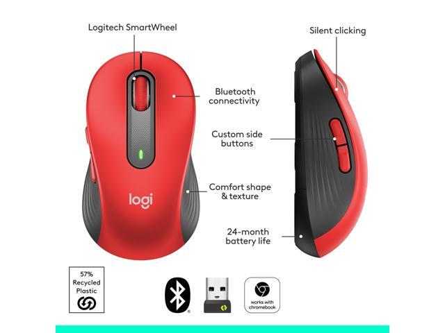 Logitech - Signature M650 L Full-size Wireless Optical Scroll Mouse with Silent Clicks - Wireless - Red - image 7