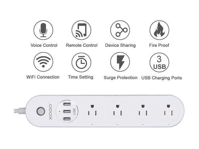 XODO WP4 Smart Power Strip - WiFi Surge Protector with 3 USB Ports and 4 Outlets - App Controlled Appliance - Time Schedule - No Hub Required -...