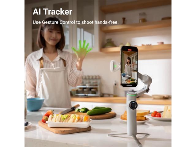 Insta360 Flow 2 Pro 3-Axis AI-Powered Smartphone Gimbal Stabilizer AI Tracker Bundle, Summit White
