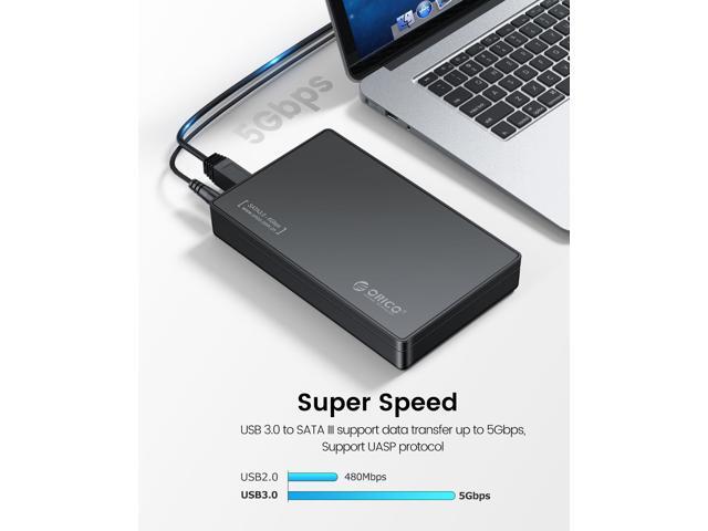 ORICO USB 3.0 External Hard Drive Enclosure for 3.5/2.5 Inch SATA Hard Drives/SSD Up to 20 TB, 3.5'' Tool-Free HDD Enclosure with 12V/2A Power...
