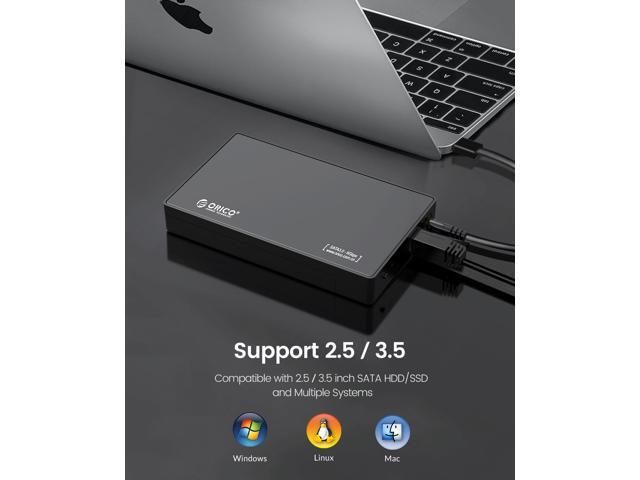 ORICO USB 3.0 External Hard Drive Enclosure for 3.5/2.5 Inch SATA Hard Drives/SSD Up to 20 TB, 3.5'' Tool-Free HDD Enclosure with 12V/2A Power...