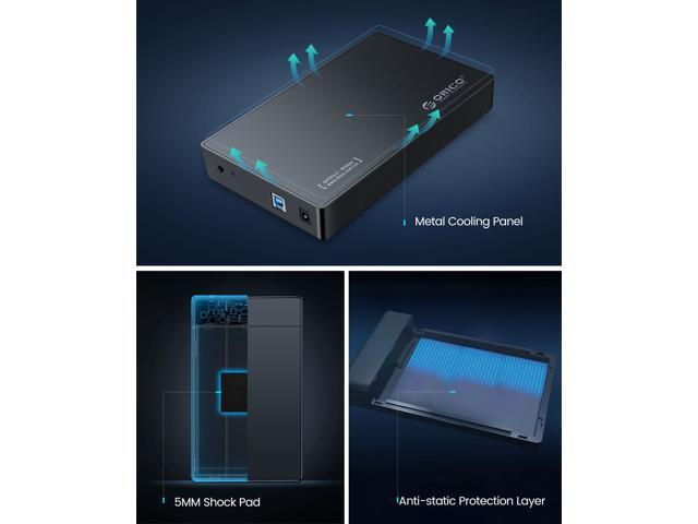 ORICO USB 3.0 External Hard Drive Enclosure for 3.5/2.5 Inch SATA Hard Drives/SSD Up to 20 TB, 3.5'' Tool-Free HDD Enclosure with 12V/2A Power...