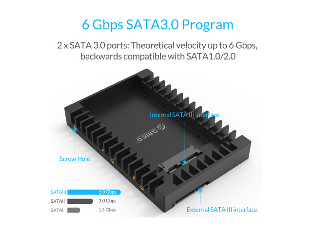 ORICO 2.5 SSD SATA to 3.5 Hard Drive Adapter Internal Drive Bay Converter Mounting Bracket Caddy Tray for 7 / 9.5 / 12.5mm 2.5 inch HDD / SSD with...