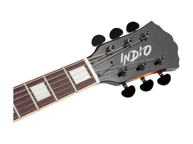 Monoprice Indio Boardwalk Flamed Maple Hollow Body Electric Guitar - Sunburst, With Gig Bag