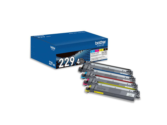 Brother TN229 Black/Cyan/Magenta/Yellow Toner Cartridges, Pack Of 4 Cartridges, (TN2294PK)