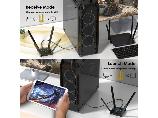 WAVLINK AX5400 USB 3.0 WiFi Adapter, Wi-Fi 6E Tri-band 2.4/5/6GHz Wireless Network Adapter with 4 High Gain 5dBi Antennas, WPA3 for PC, Desktop,...