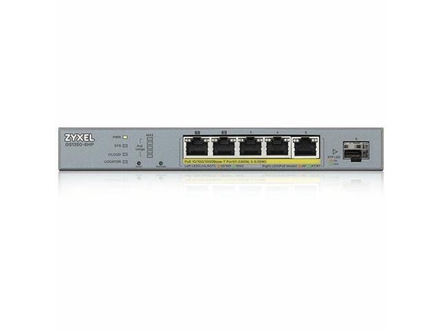 ZyXEL GS1350-6HP 5-Port Gigabit Smart Nebula Cloud Managed PoE Switch, 3 PoE+ / 2 PoE++ Ports at 60W with 1 SFP Uplink