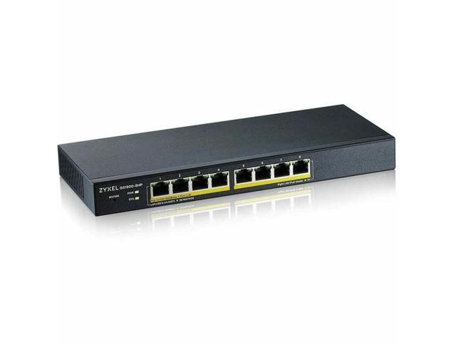ZyXEL 8-Port Gigabit Smart Managed PoE Switch, 8 PoE+ Ports at 77W, Fanless, TAA Compliant, GS1900-8HPREV03F