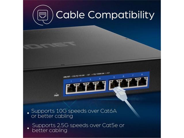 TRENDnet 8-Port 10G Switch, TEG-S708, 8 x 10G RJ-45 Ports, 160Gbps Switching Capacity Rack mountable, Ethernet Splitter, NDAA & TAA Compliant,...