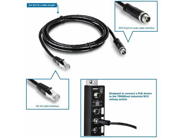 TRENDnet TI-CD02, M12 to RJ-45 Industrial Ethernet Cable, 2m (6.5 ft.)