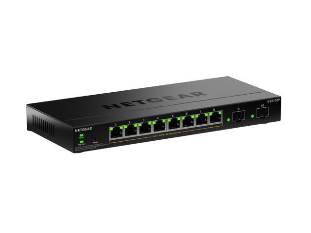 Netgear GS310TP 8-Port Gigabit Ethernet PoE+ Smart Managed Essentials Switch with 2 Dedicated SFP Ports (55W), GS310TP-200NAS