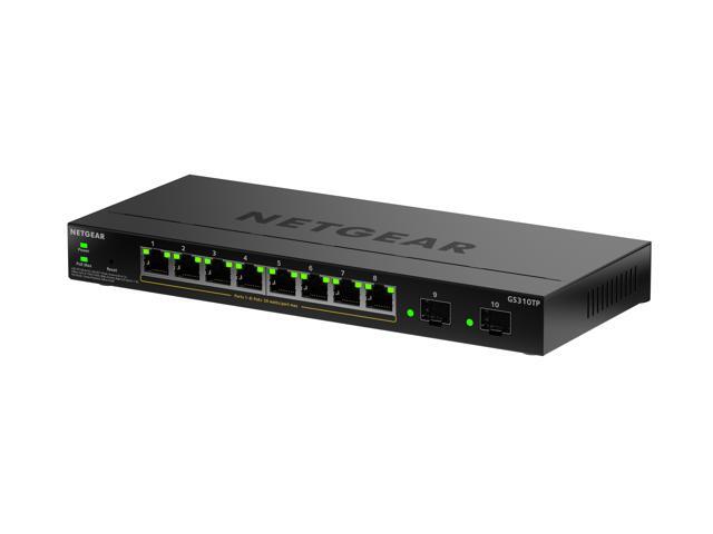 Netgear GS310TP 8-Port Gigabit Ethernet PoE+ Smart Managed Essentials Switch with 2 Dedicated SFP Ports (55W), GS310TP-200NAS