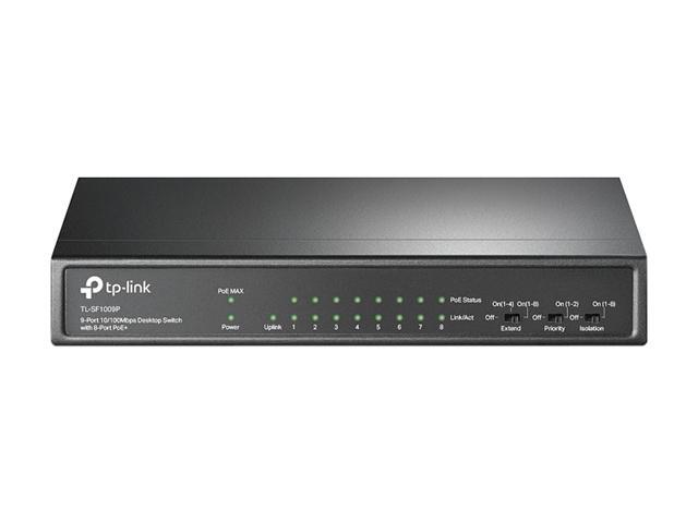TP-Link 9 Port Fast Ethernet 10/100Mbps PoE Switch 8 PoE+ Ports @65W Sturdy Metal w/Shielded Ports Limited Lifetime Protection Extend Mode...