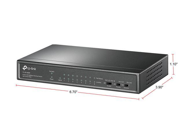 TP-Link 9 Port Fast Ethernet 10/100Mbps PoE Switch 8 PoE+ Ports @65W Sturdy Metal w/Shielded Ports Limited Lifetime Protection Extend Mode...