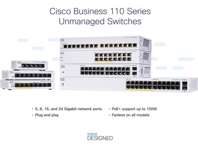 Cisco Business CBS110-8T-D Unmanaged Switch 8 Port GE Desktop Ext PS Limited Lifetime Protection (CBS110-8T-D-NA)