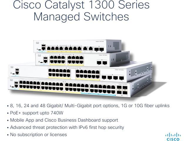 Cisco Catalyst 1300 C1300-24XT Layer 3 Switch, 20 Ports - Manageable - Gigabit Ethernet, 10 Gigabit Ethernet - 10GBase-T, 10GBase-X - 3 Layer...