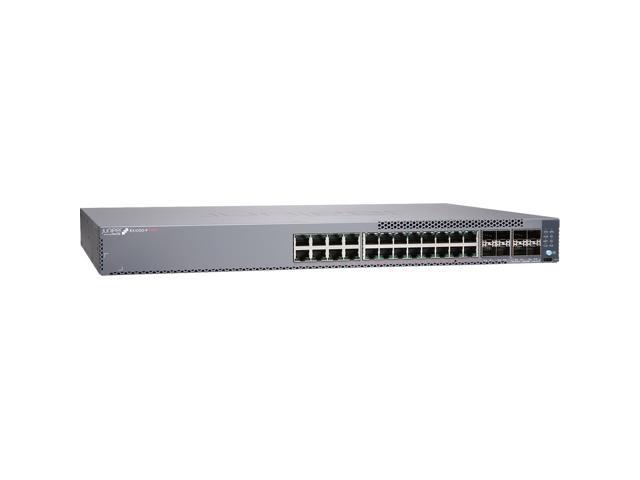 Juniper Networks EX4100-F Switch, 24-port 10/100/1000BASE-T PoE+ switch, 4x1GbE/10GbE SFP/SFP + uplinks, 4x10GbE stacking/uplink ports EX4100-F-24P