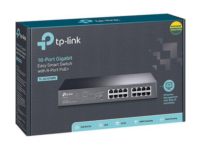 TP-Link TL-SG1016PE V3 16 Port Gigabit PoE Switch Easy Smart Managed 8 PoE+ Ports @150W Plug & Play Sturdy Metal w/ Shielded Ports QoS,...