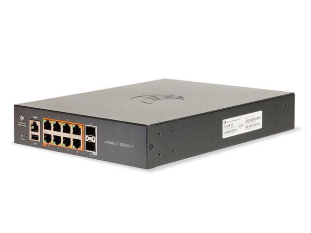 Cambium Networks cnMatrix EX1010-P Switch - 20 Gbps Throughput - 8 Ethernet PoE+ Enabled Ports @75W - 2 SFP Fiber Uplink Ports - 512 MB DRAM - 128...